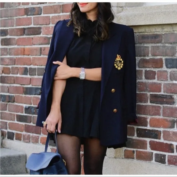 Vintage Ralph Lauren Navy Wool Blazer - Picture 1 of 9